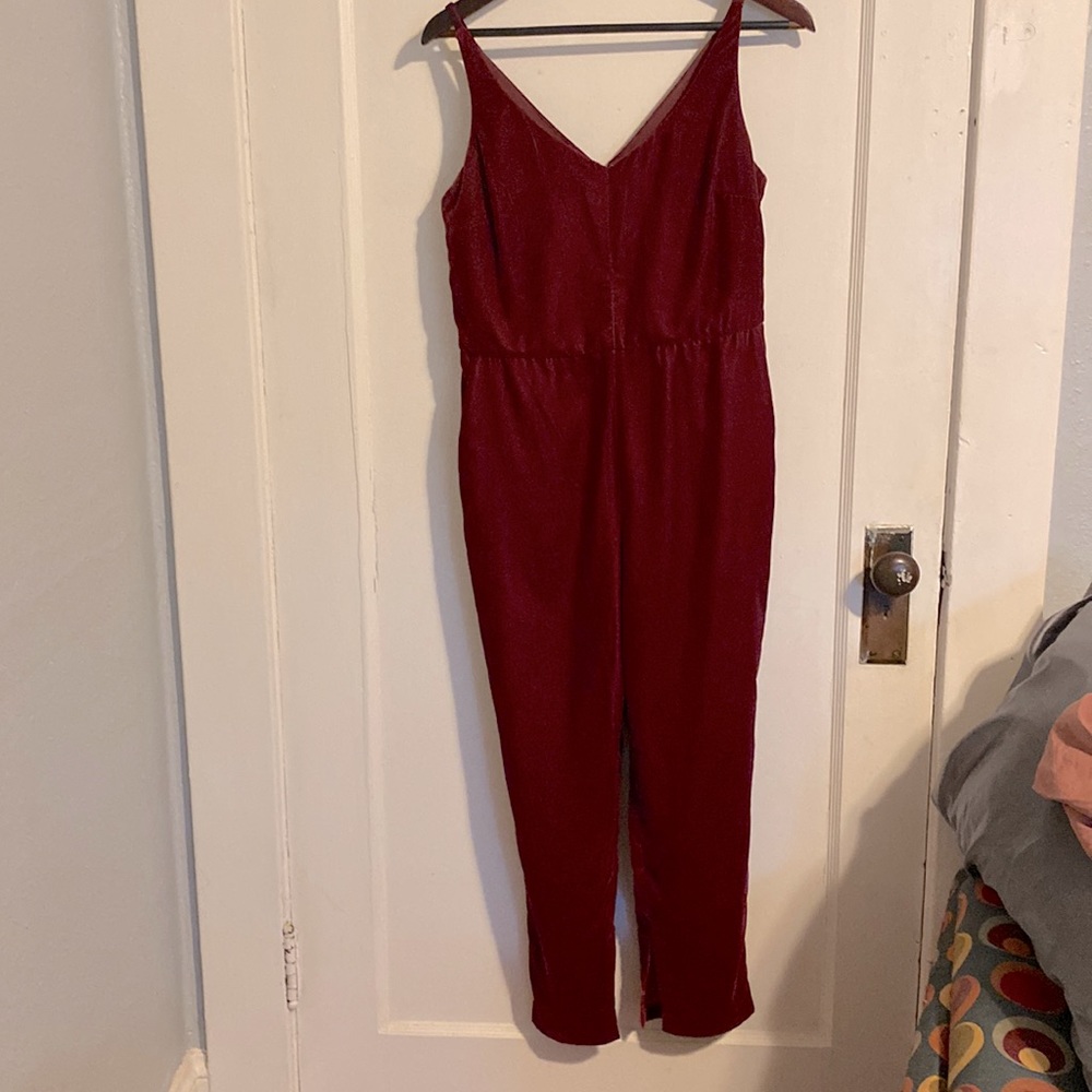 Burgundy Velvet(!!) Jumpsuit - Banana Republic - Size 2